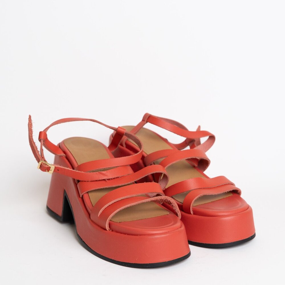 Ganni Red Platform Sandals - Picture 2 of 16